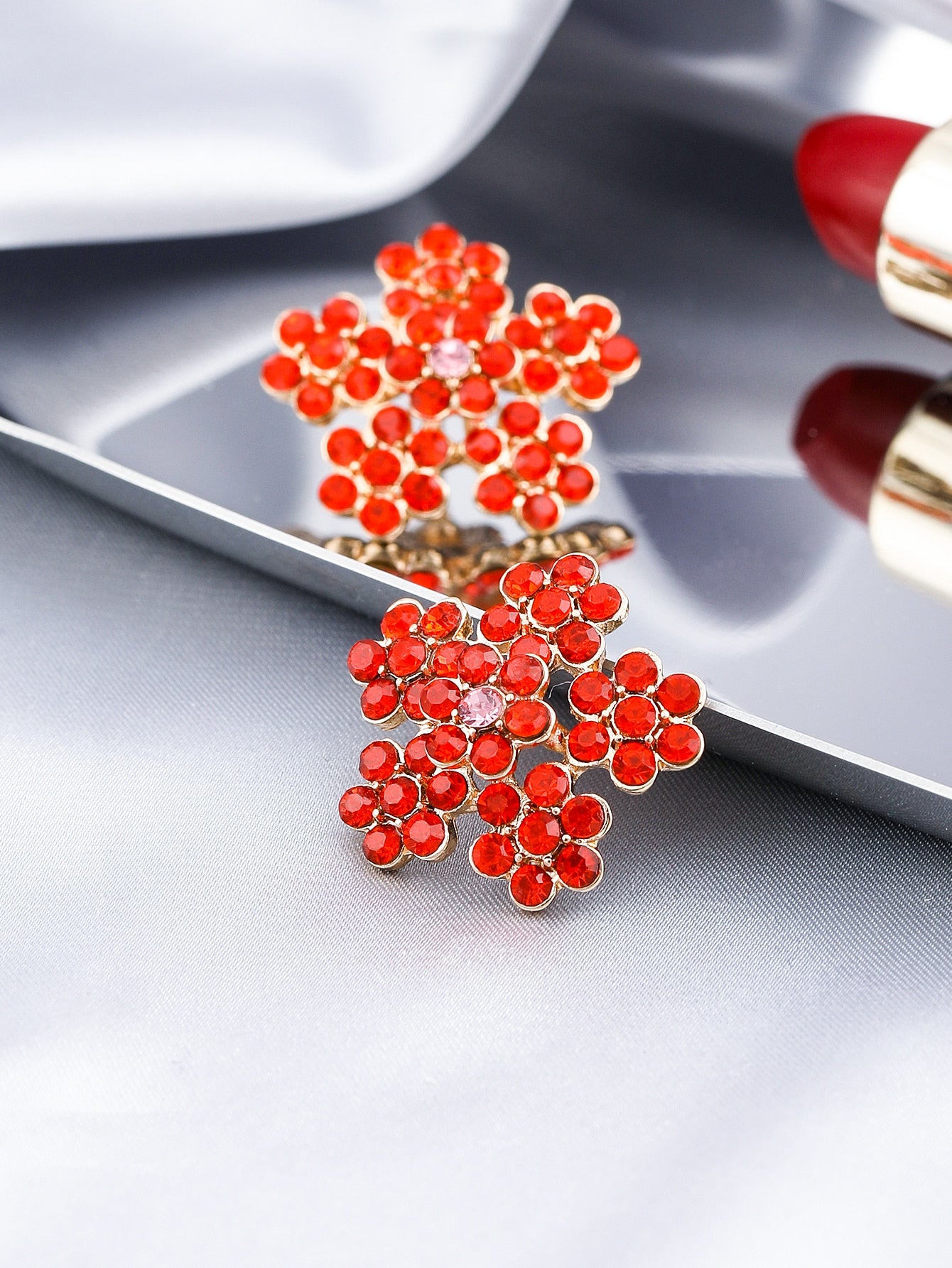 Red Snowflake Lady Cute Stud Earrings for Women Jewelry Girls Earrings