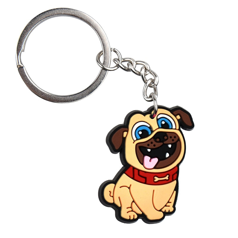 16 Styles PVC Cute Animal Cartoon Keychain Lovely Mini Dog Design Key Holder Fit