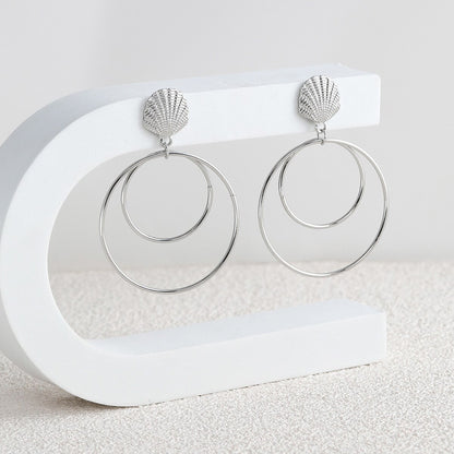 Shell and Circle Dangle Earrings for Fashion Stylish Jewelry Drop Earrings