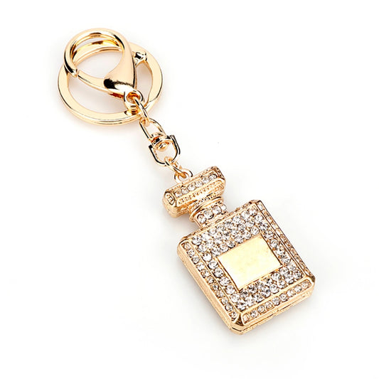 Rhinestone Perfume Bottle keychain Cartoon Key Ring Anime Pendant Key Holder Art