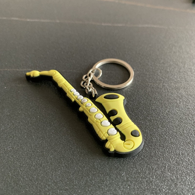 Saxophone Musical Instrument Silicone Pvc Soft Keychain Cartoon Small Gift