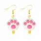Paw Shaped Ice Cream Funny Cute Resin Food Drop Earrings Women Creativity