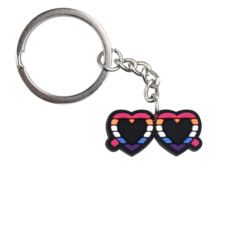 18 Styles Love is Love Pride Rainbow Pendant PVC Keychain with Car Bag Key Chain