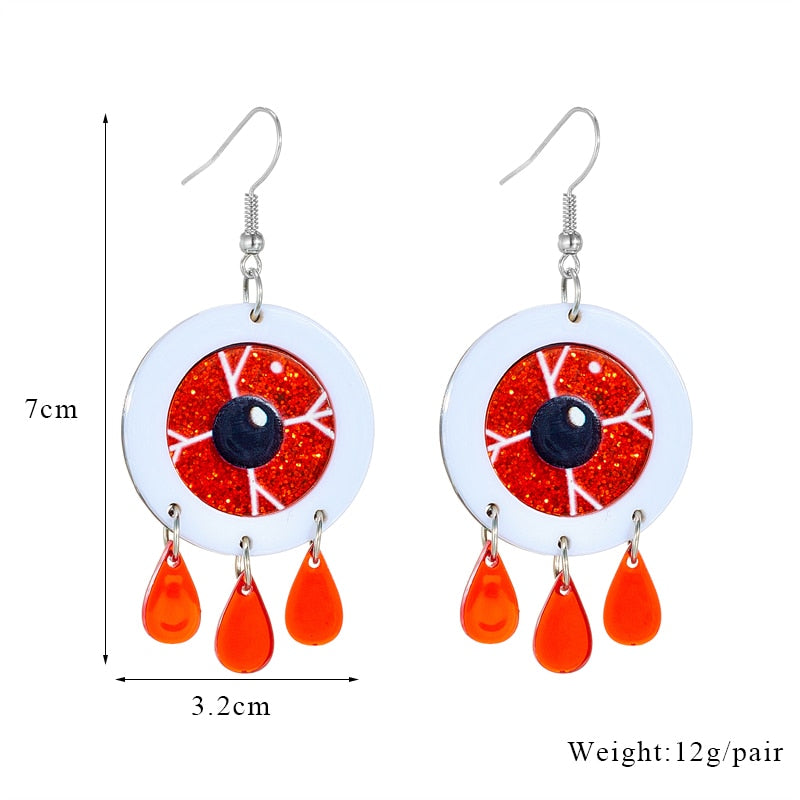 Red Eyes and Tears Drop Earrings Female Travel Cartoon Earrings Creative Art