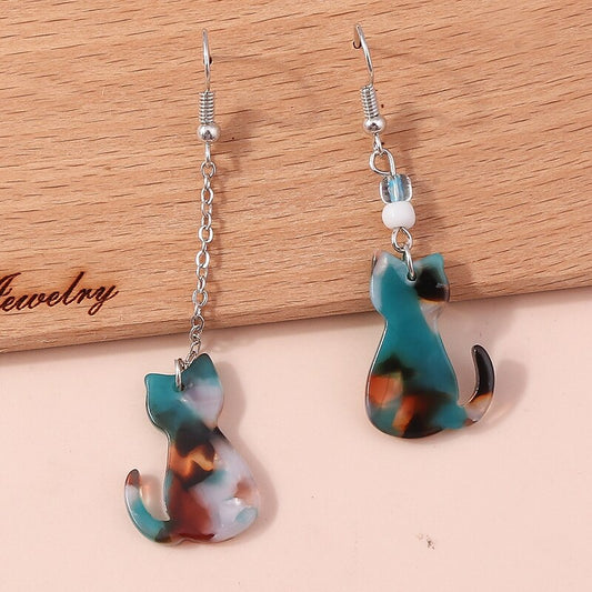 Blue Cat Dangle Earrings Women Charms Earring Fashion Creative Jewelry