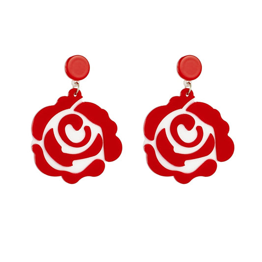 Blooming Rose Drop Earrings Women Travel Fashion Cartoon Earrings Creative