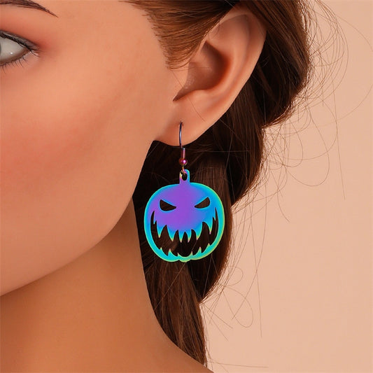 Hologhaphic Halloween Pumpkin Dangle Earrings Women Charms Earring Fashion