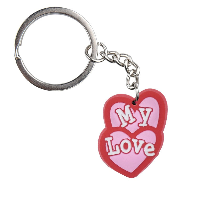 My Love Heart Keychain Cartoon Creative Gift Key Holder Keyring Anime Souvenir