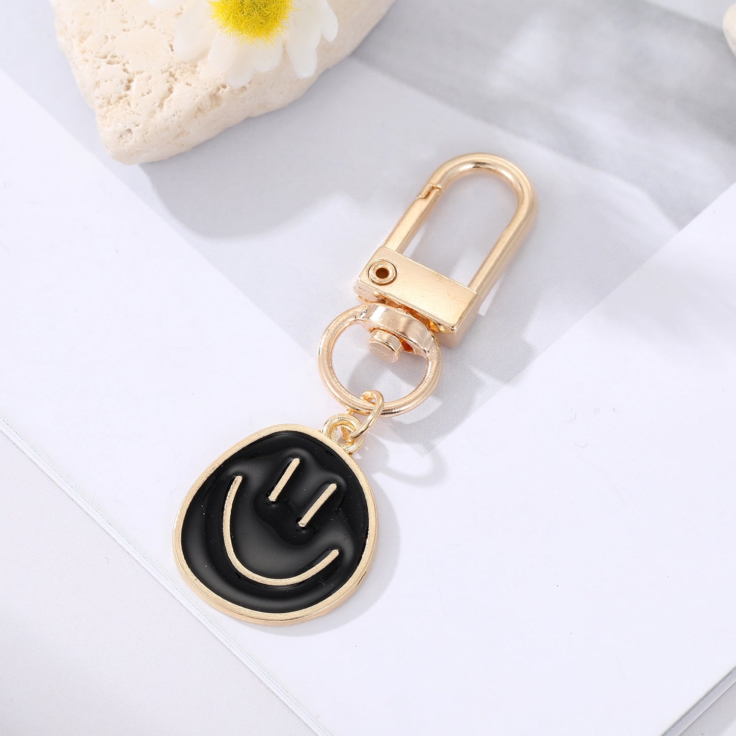 7 Styles Round Smile Face Keychain Key Ring For Women Gift Fashion Cartoon Bag