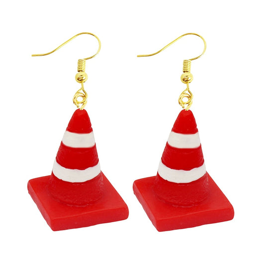 Creative Funny Design Traffic Cone Drop Earrings Women Creativity Jewelry Cute