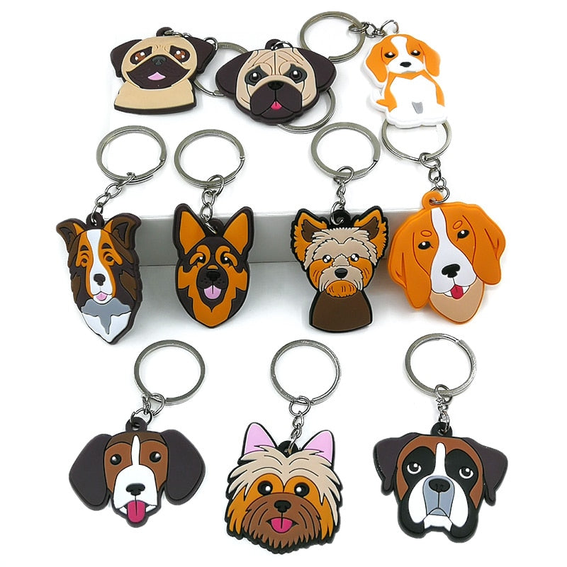 24 Styles Cartoon Dog Breeds Keychain Gift for Dog Owner Cartoon Decoration