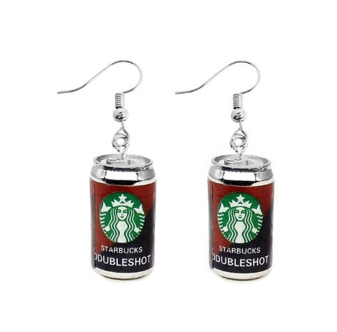 Doubleshot Coffee Funny Design Dangle Drop Earrings Women Fashion Creative Art