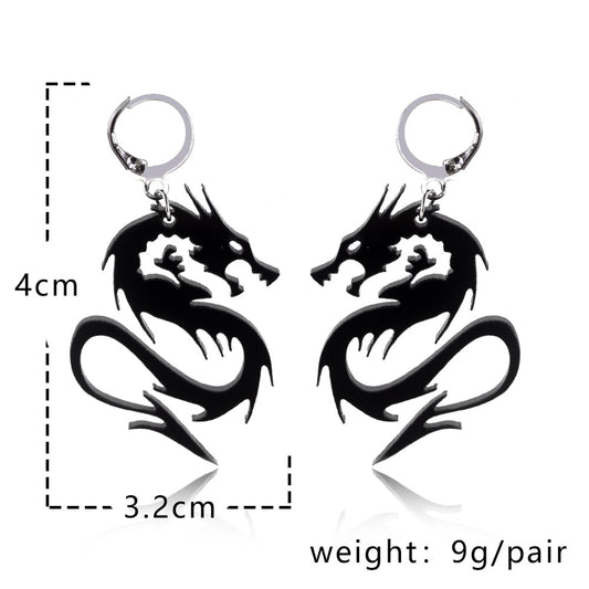 Black Dragon Acrylic Drop Earrings Jewelry For Women Fashion Accessories Trendy