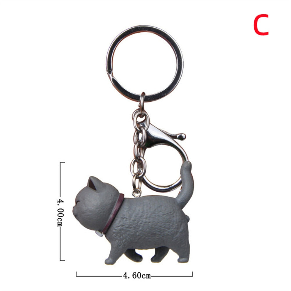 9 Colors Cute Cartoon Cat Pendant Keychain Fashion Bag Charms Ornament for Men