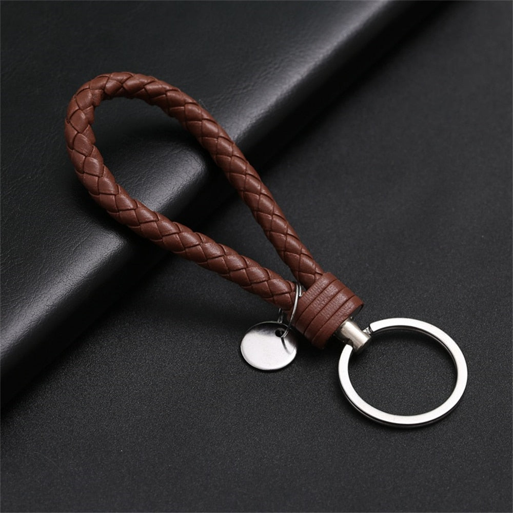 39 Styles PU Leather Braided Woven Rope Keychain DIY Bag Pendant Key Chain