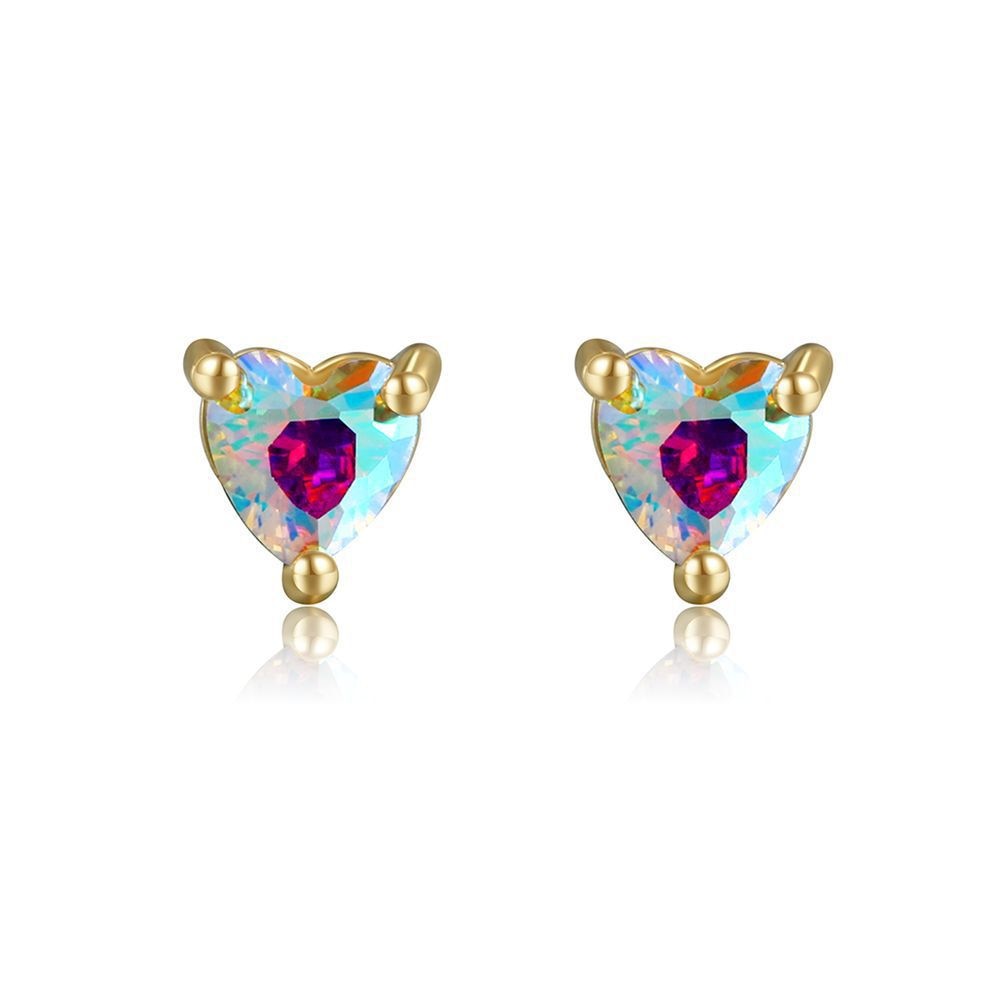 Mini Opal Heart Stud Earrings Hip Hop Women Party Gift Jewelry Ear Fashion