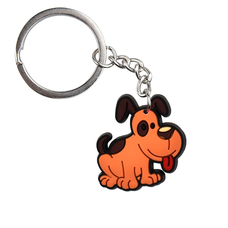 16 Styles PVC Cute Animal Cartoon Keychain Lovely Mini Dog Design Key Holder Fit