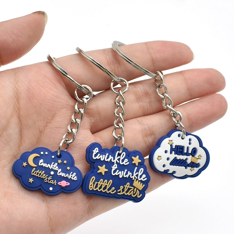 6 Styles Souvenir Gift Litter Star Rubber Keychain Cartoon Cloud Star Moon Key