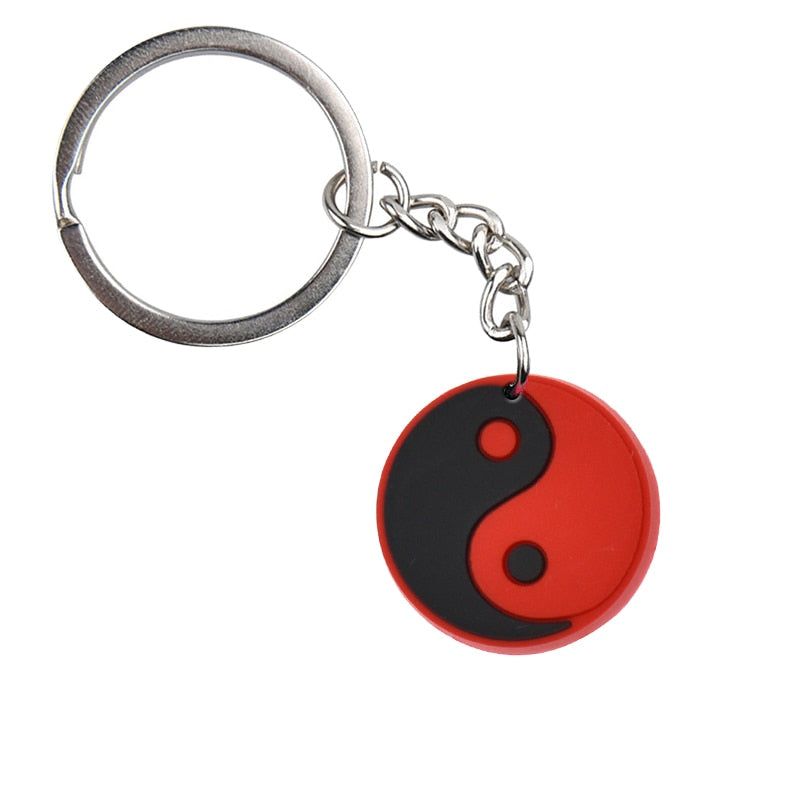 Red Black Yin and Yang Keychain Cartoon Key Holder Car handbag Keyring Gift