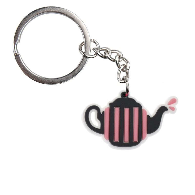 16 Styles Cartoon Pink Castle Cat Hat Funny Keychain Gift Cute Charms Keyring