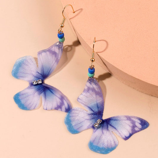 Delicate Mixed Tone Butterfly Drop Earrings Women Creativity Jewelry Cute