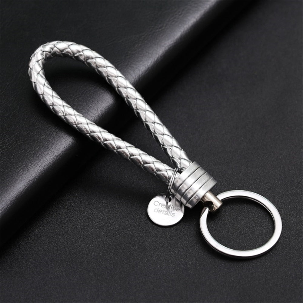 39 Styles PU Leather Braided Woven Rope Keychain DIY Bag Pendant Key Chain