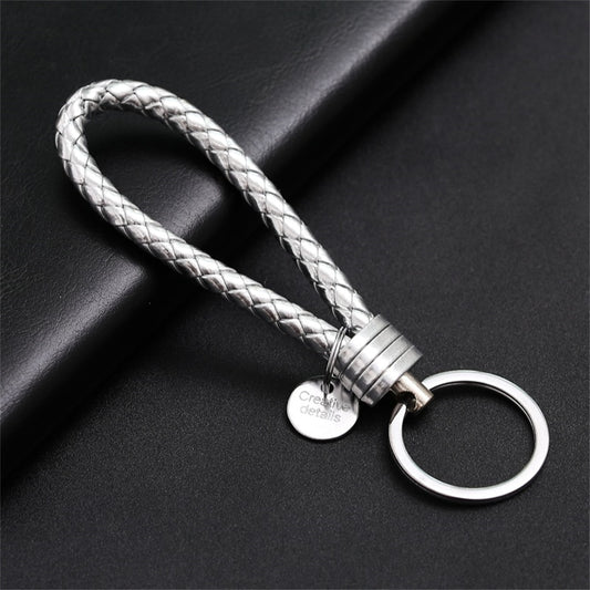 39 Styles PU Leather Braided Woven Rope Keychain DIY Bag Pendant Key Chain