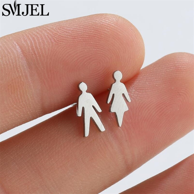 Women Men Sign Stainless Steel Earrings Women Jewelry Small Studs Gifts Earring