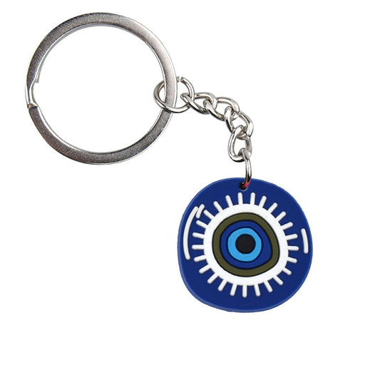 Round Dark Blue Lucky Evil Eye Keychain Cartoon Key Holder Car handbag Keyring