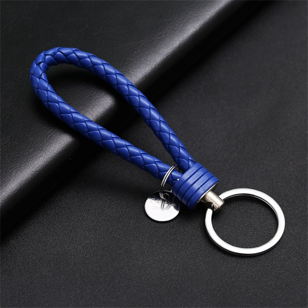 39 Styles PU Leather Braided Woven Rope Keychain DIY Bag Pendant Key Chain