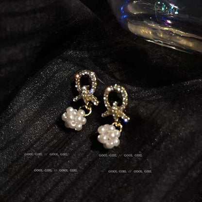 Rhinestone Loop Drop Earrings Women Party Wedding Jewelry Dangle Gifts Earrings