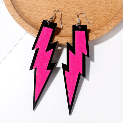 Hot Pink Lightning Drop Earrings Hip Hop Art Women Party Jewelry Ear Fashion