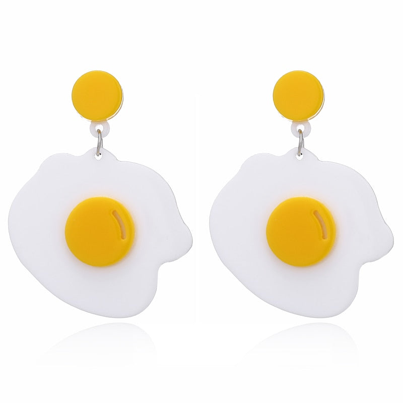 Egg Acrylic Drop Earrings Women Travel Fashion Cartoon Earrings Creative Jewelry