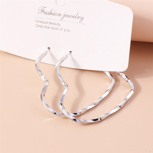 Tristed Heart Large Hoop Earrings For Women Girl Fashion Modern Jewelry Gift