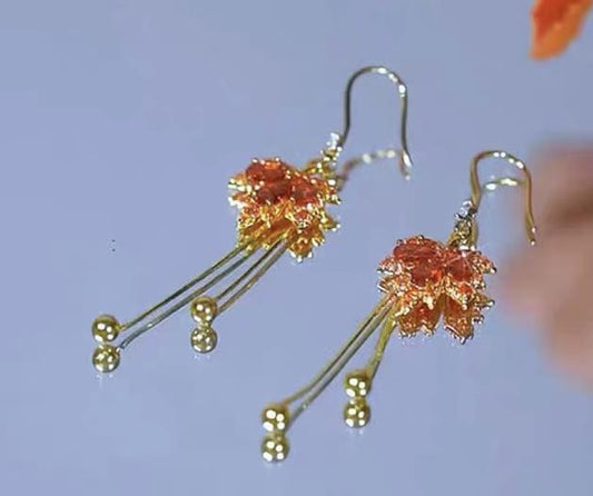 Maple Leaf Tassel Earrings Women Party Wedding Jewelry Dangle Gifts Earrings