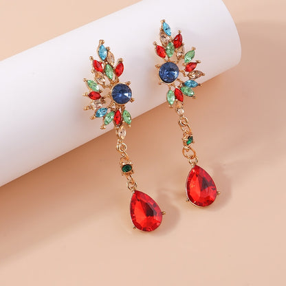 Mixed Color Red Evening Drop Dangle Earrings Trendy Women Fashion Earrings