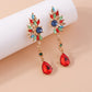Mixed Color Red Evening Drop Dangle Earrings Trendy Women Fashion Earrings