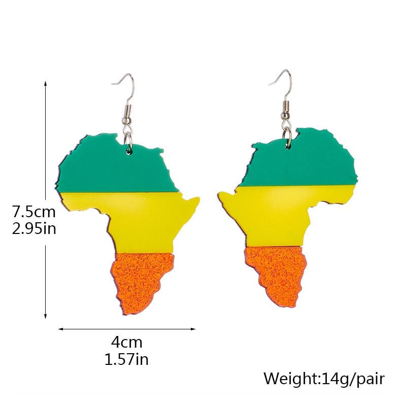 Africa Shape Drop Earrings Hip Hop Art Women Party Jewelry Ear Fashion Pendant