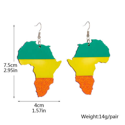 Africa Shape Drop Earrings Hip Hop Art Women Party Jewelry Ear Fashion Pendant