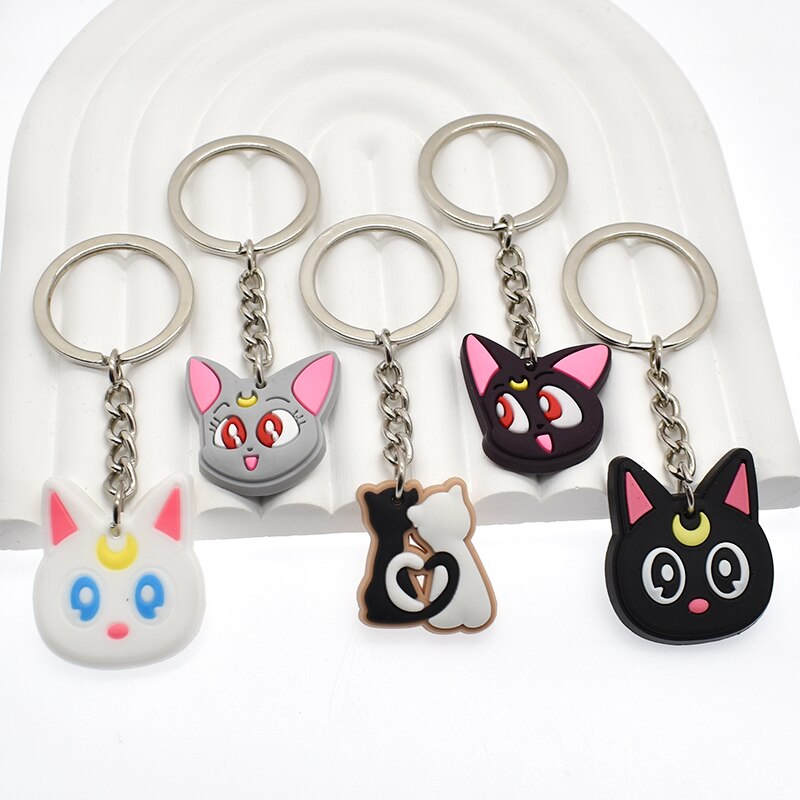 22 Styles Japanese Cartoon Anime moon Pendant Star Keychains Luna cat Holder Car