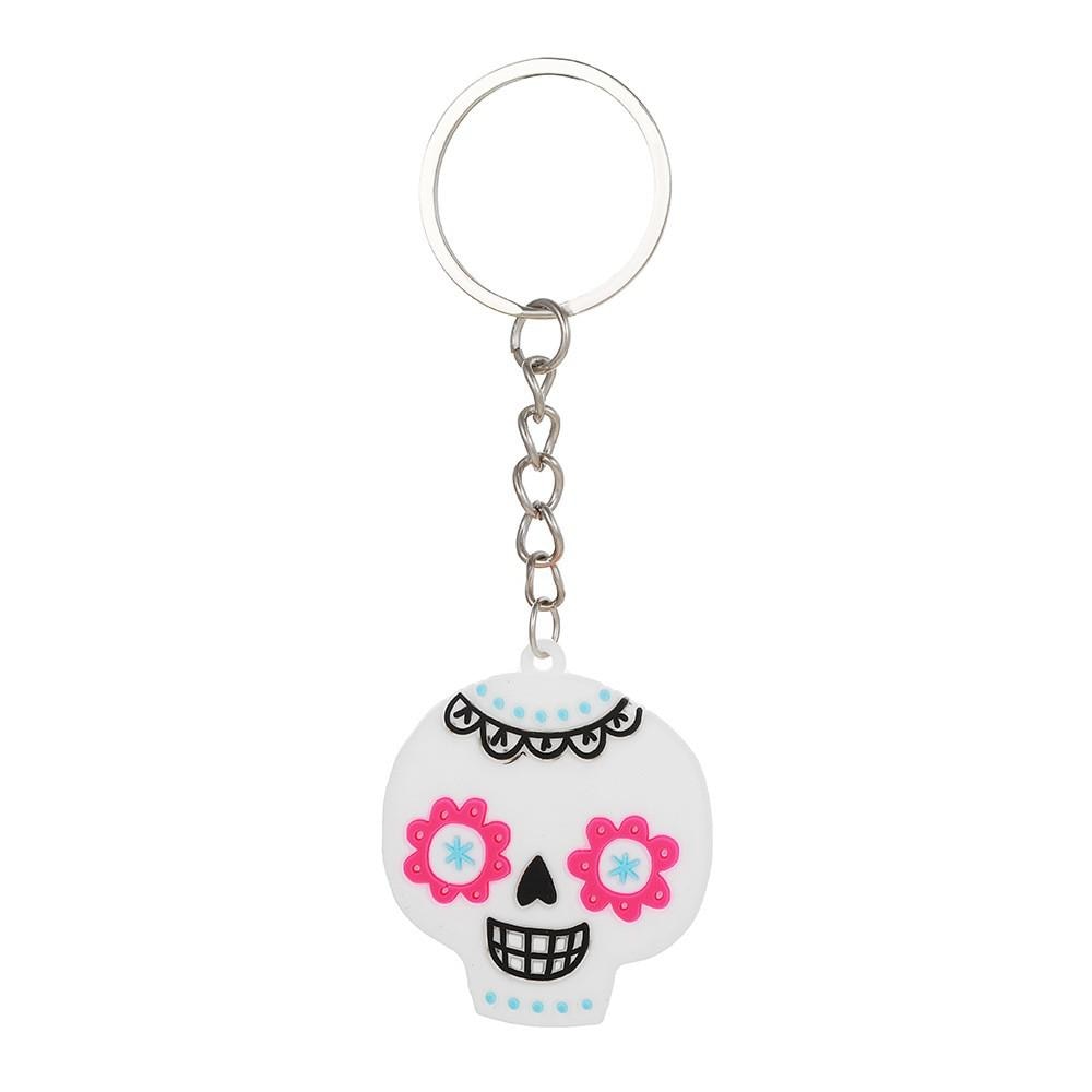 White Skull Calavera Day Of The Dead Keychain Party Gift Cute Keyring Cartoon