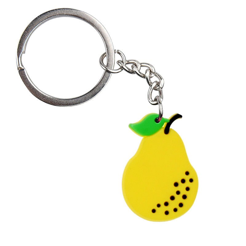 Pear Fruit Keyring Cartoon Keychains Souvenir Jewelry Bag Pendant Gift