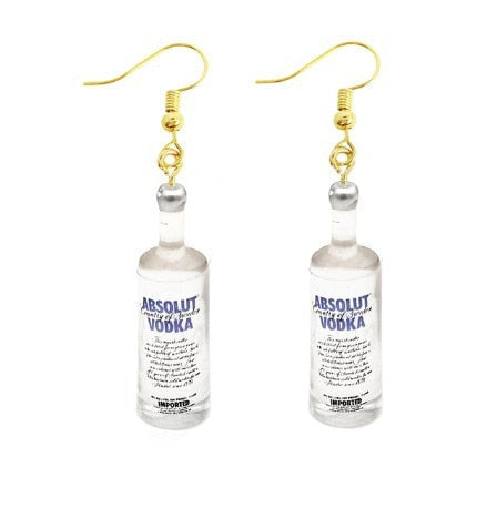 Vodka Bottle Funny Design Dangle Drop Earrings Women Fashion Creative Art Cute