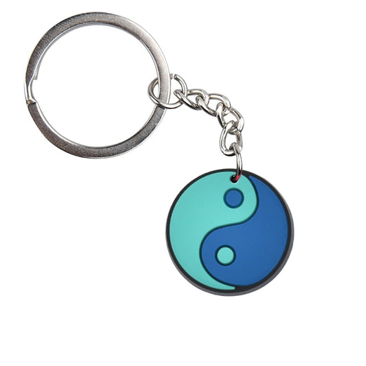 Mint Blue Yin Yang Keychain Cartoon Key Holder Car handbag Keyring Gift Pendant