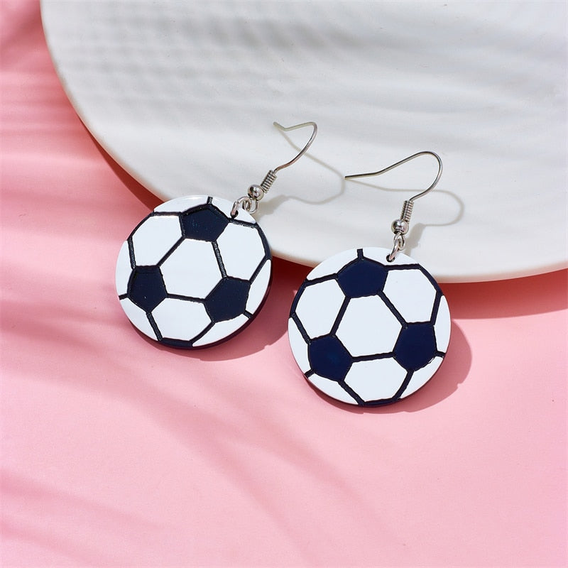 Football Ball Drop Earrings Female Travel Cartoon Earrings Creative Art Jewelry