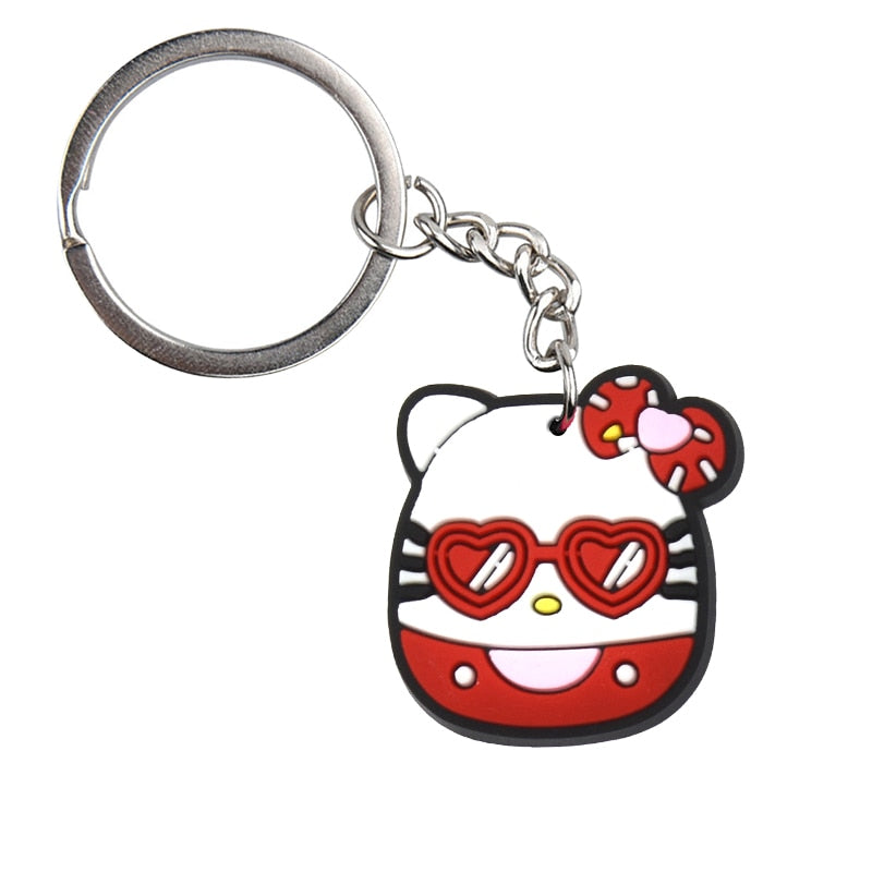 12 Styles Cartoon Cute Rubber Keychain Panda Pig Cat Animal Car Key Chain Bag