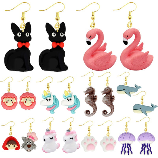 43 Styles Colorful Acrylic Animal Design Cartoon Dangle Earrings Women Gifts