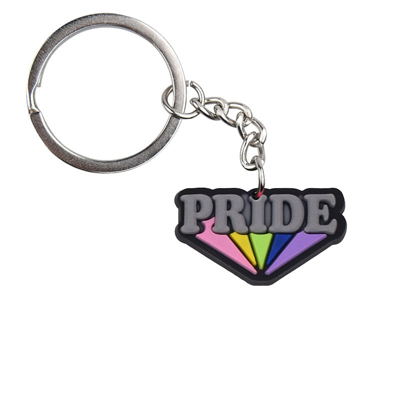 18 Styles Love is Love Pride Rainbow Pendant PVC Keychain with Car Bag Key Chain