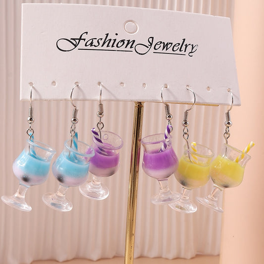 3 Pairs Mixed Cocktails Dangle Earrings for Girls Women Birthday Gift Lovely