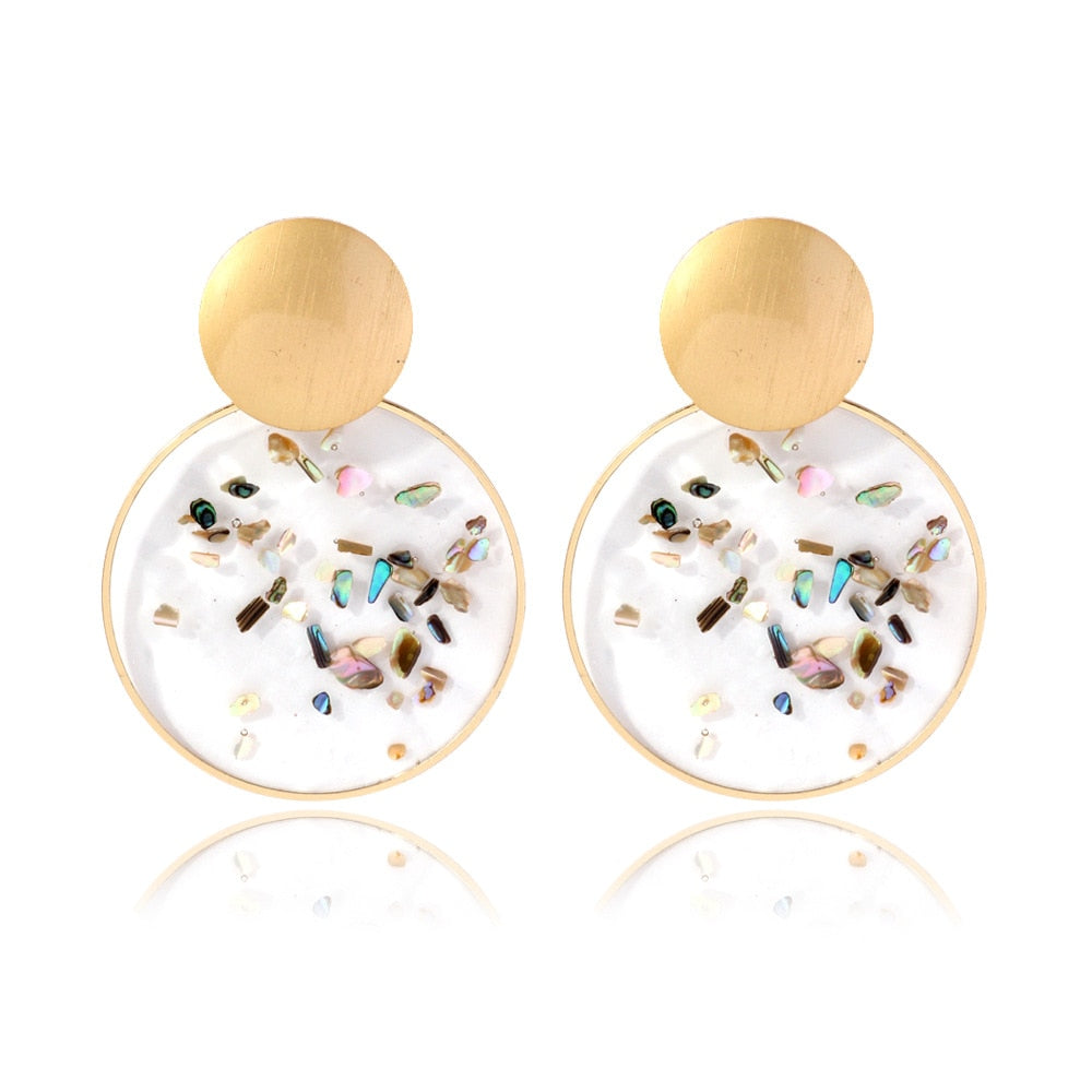 Round Resin Drop Earrings Women Fashion Creative Art Cute Stylish Jewelry